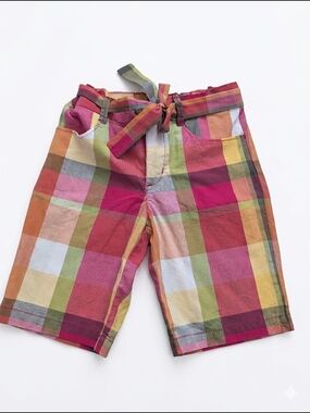 Gymboree Girls Plaid Bermuda Shorts - Size 7 Adjustable Waist